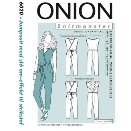 Onion Snitmønster 6020 (Jumpsuit med drapering til strikstof)