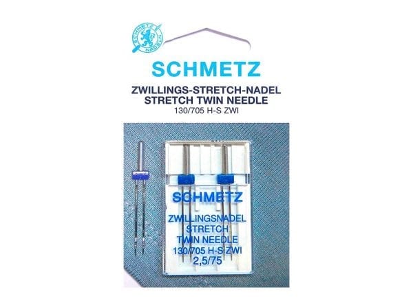 SCHMETZ Dobbelt / Tvillingenål - Strækstof (2.5 mm - Str. 75)