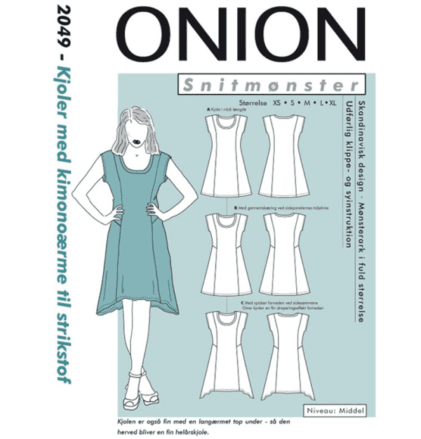 Onion snitmønster 2049 (Kjoler med kimonoærme til strikstof)