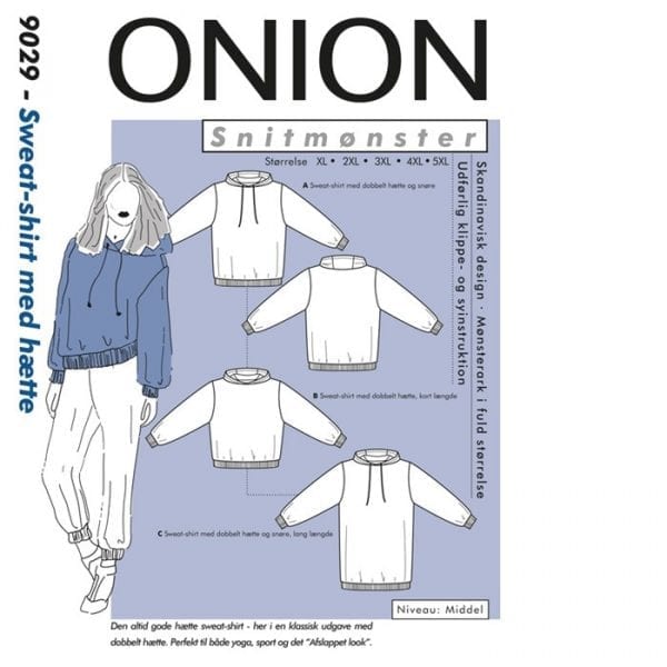 Onion Snitmønstre 9029 (Sweat-shirt med hætte)
