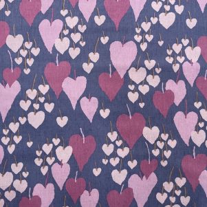 Fast Bomuld M/Hjerter, Lilla, Kokka Fast Bomuld M/Hjerter, Lilla, Kokka