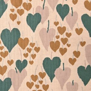 Fast Bomuld M/Hjerter, Beige, Kokka Fast Bomuld M/Hjerter, Beige, Kokka