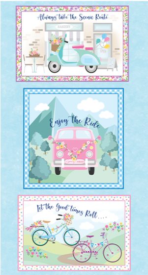 Panel (60x110 cm.), "ENJOY THE RIDE", BLUE Panel (60x110 cm.), "ENJOY THE RIDE", BLUE