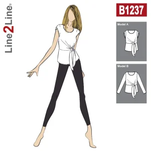 Line2Line B1237, Bindebluse m/tulipanærmer Line2Line B1237, Bindebluse m/tulipanærmer