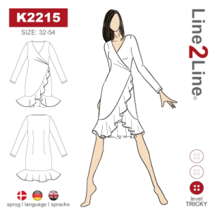 Line2Line K2215, Kjole m/slå-om-effekt & amp; volant - stræk