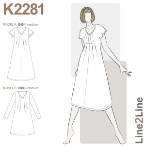 Line2Line K2281, Kjole m/læg foran & rynk bag