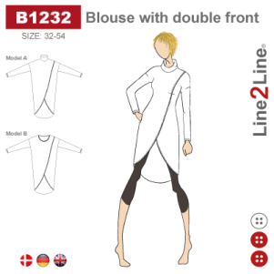 Line2Line B1232, Bluse m/dobbelt forstykke Line2Line B1232, Bluse m/dobbelt forstykke