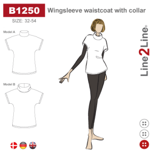 Line2Line B1250, Vest m/vingeærme & krave Line2Line B1250, Vest m/vingeærme & krave