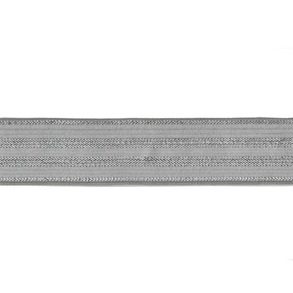 Elastik m/Lurex, Grå/sølv, 2 cm.