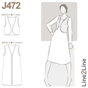 Line2Line J472, Vendebar bolero el. vest m/kantbånd