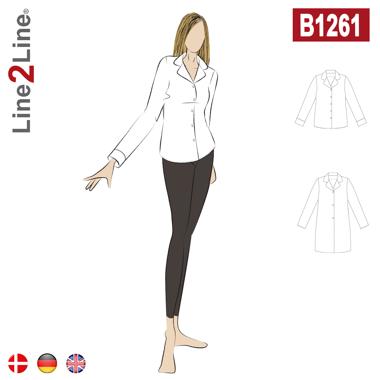 Line2Line B1261, Skjorte m/revers & manchetter