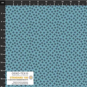 Bomuldsjersey m/kløverlignende mønster, blå, Avalana Bomuldsjersey m/kløverlignende mønster, blå, Avalana