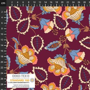 Bomuldsjersey m/blomster & blade, Avalana Bomuldsjersey m/blomster & blade, Avalana