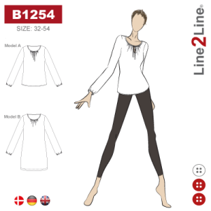 Line2line B1254, Bluse m/rynk & slids -fast Line2line B1254, Bluse m/rynk & slids -fast