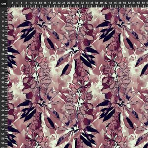 Viskosejersey m/bladmønster, vinrød, Ecovero, Avalana Viskosejersey m/bladmønster, vinrød, Ecovero, Avalana