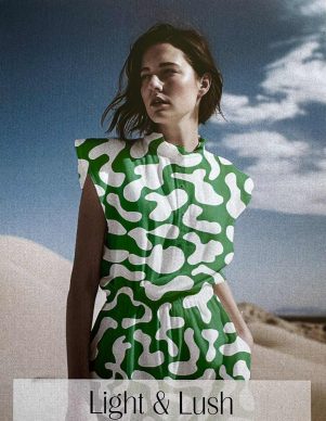 Twill Vævet Viskose m/grafisk print, "Light & Lush 25 summer"