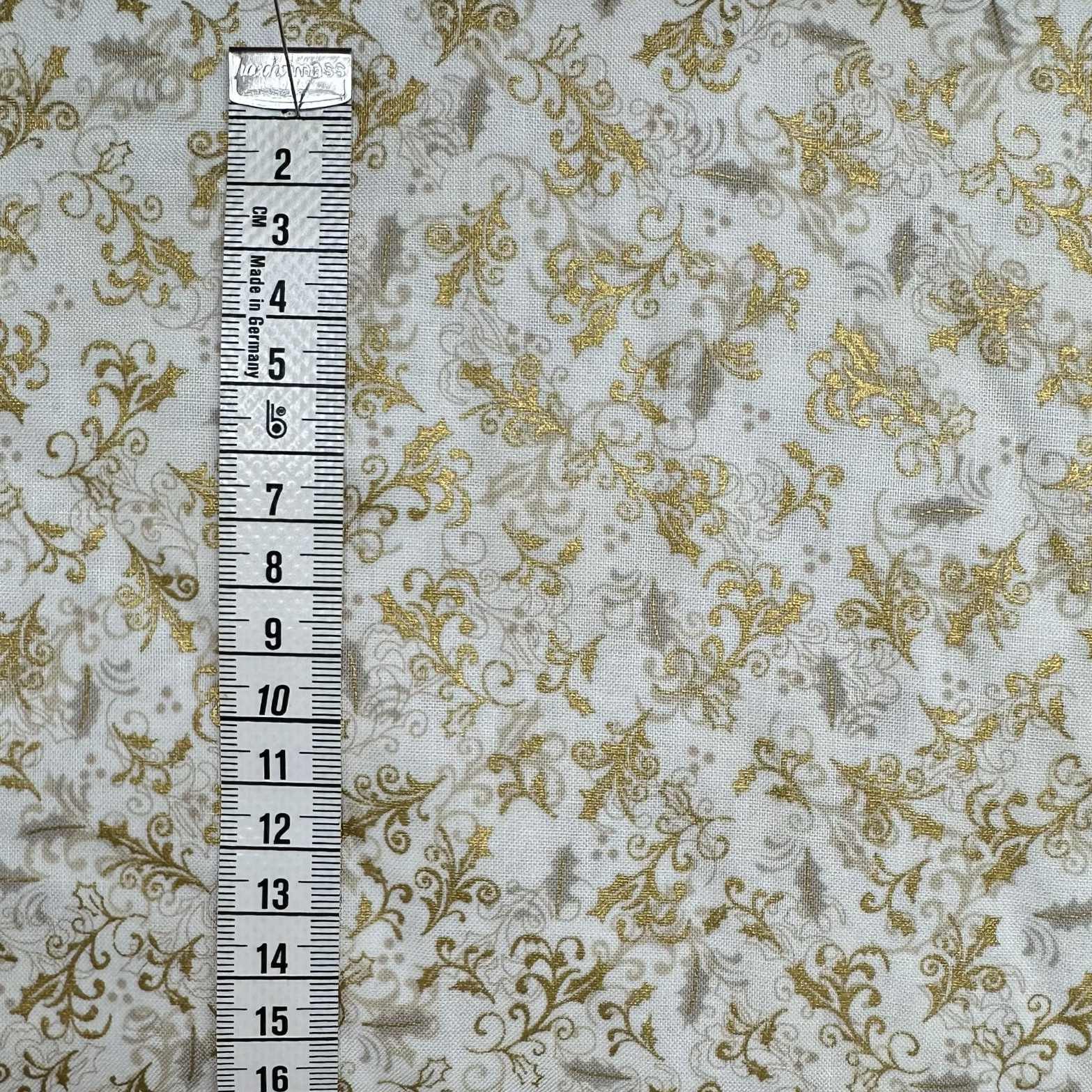 Fast Bomuld M/små kristjørne, cream/Gold, "Frosty Snowflake"