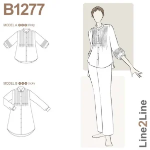 Line2Line B1277, gennemknapppet skjorte m/bieser Line2Line B1277, gennemknapppet skjorte m/bieser