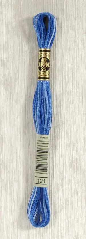 DMC "Mouliné Spécial" (Cyclades Blue Ombre, 121) DMC "Mouliné Spécial" (Cyclades Blue Ombre, 121)