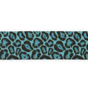 Elastik M/Dyreprint, Turkisblå, 3 Cm. Elastik M/Dyreprint, Turkisblå, 3 Cm.