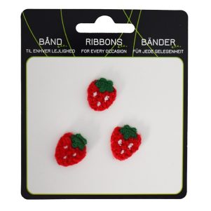 Symærker - Små hæklede Jordbær (1,6 x 2 cm) Symærker - Små hæklede Jordbær (1,6 x 2 cm)