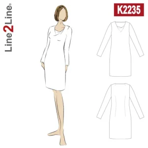 Line2line K2235, Vandfaldskjole, fast stof Line2line K2235, Vandfaldskjole, fast stof