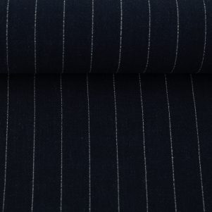 Viskose/hør, nålestribet, mørkeblå/hvid, Landshut Viskose/hør, nålestribet, mørkeblå/hvid, Landshut