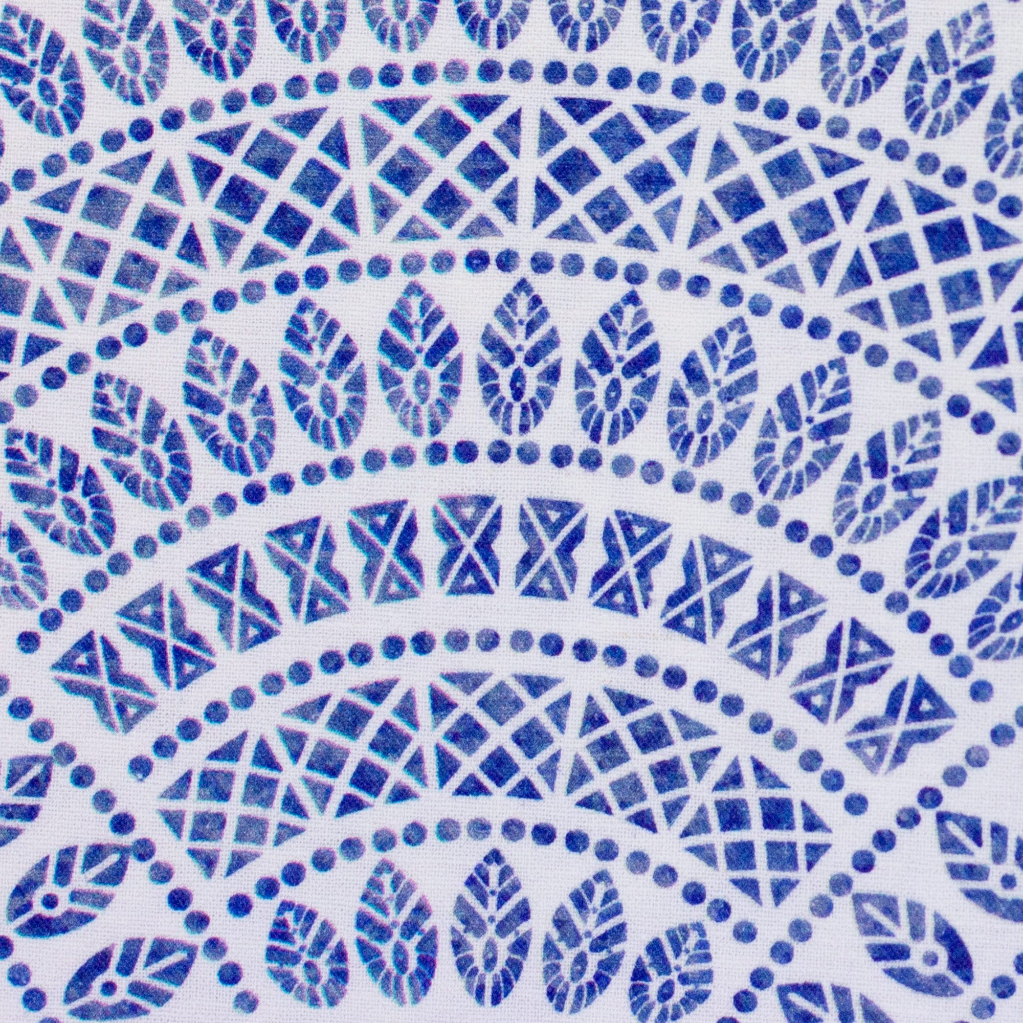 Bomuld/hør m/blåt grafisk print, Mira Bomuld/hør m/blåt grafisk print, Mira
