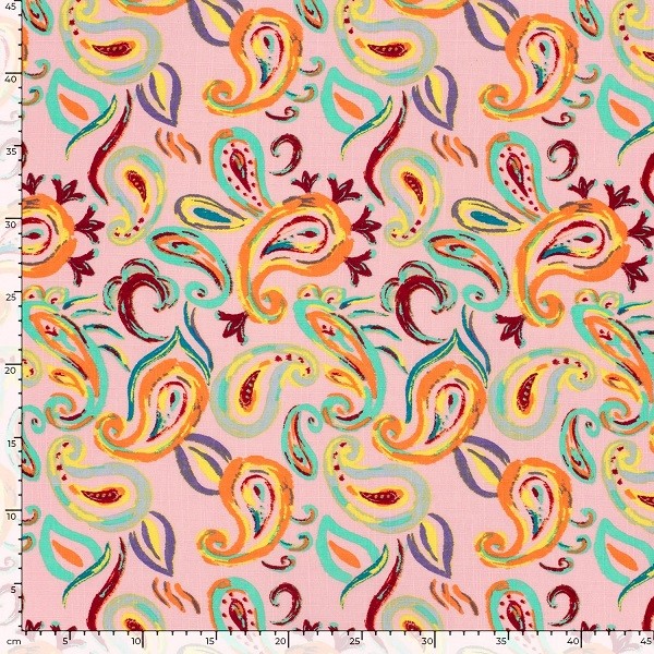 Fast Bomuld/Viskose m/paisley