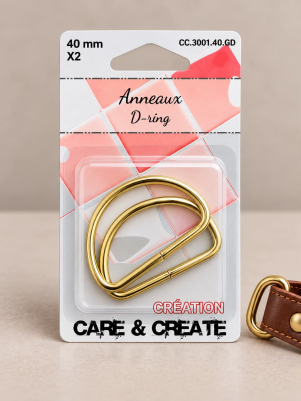 D-ringe, Guldfarvet - 40mm D-ringe, Guldfarvet - 40mm