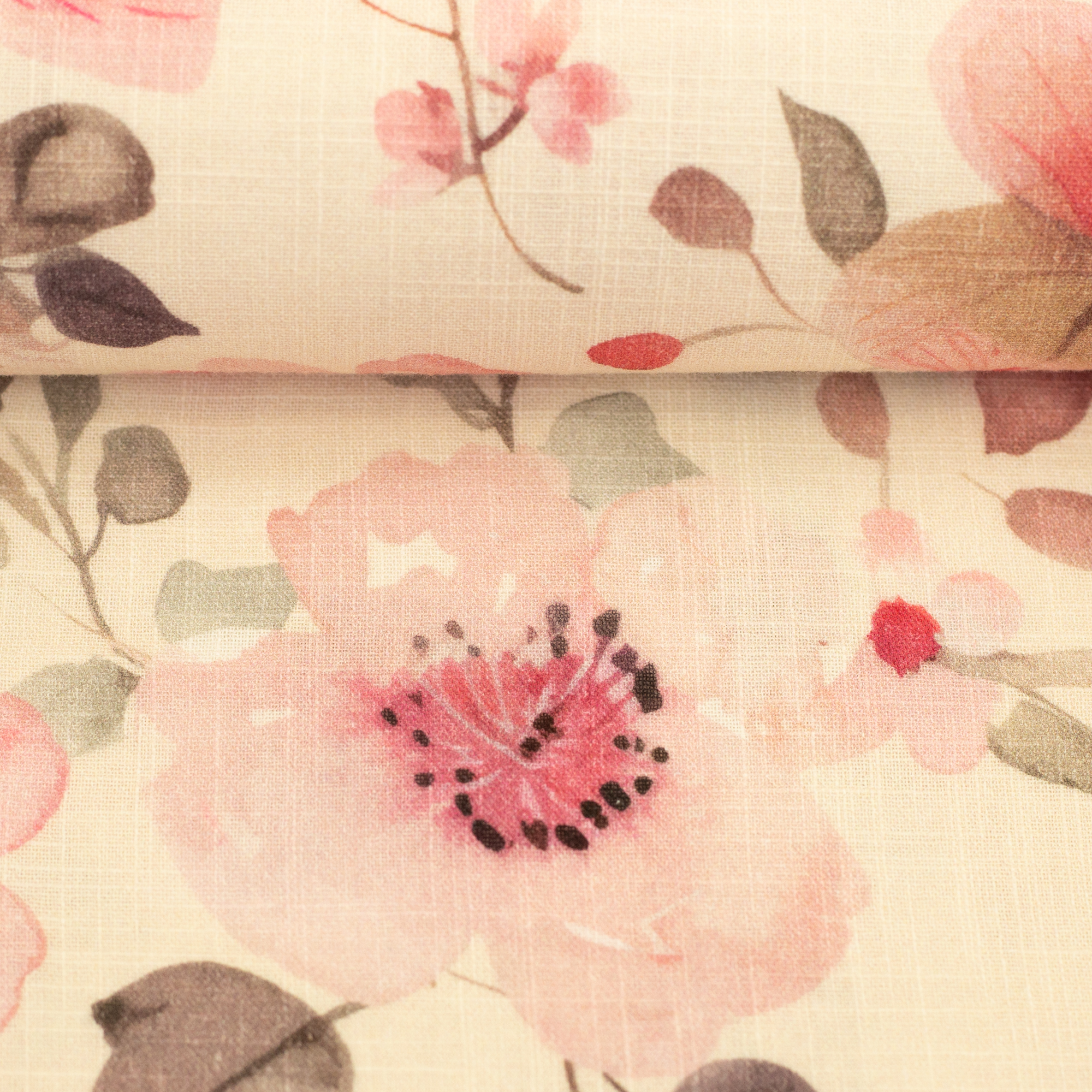 Double Gauze m/stort blåt blomsterprint, Haren Double Gauze m/stort blåt blomsterprint, Haren