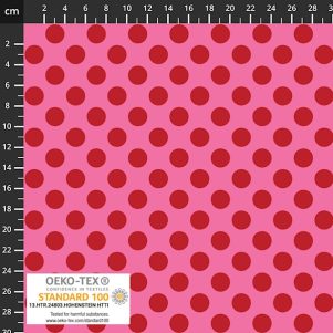 Bomuldsjersey m/prikker, pink/rød, Avalana Bomuldsjersey m/prikker, pink/rød, Avalana