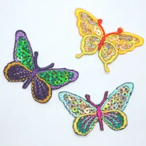 Applikation - sommerfugle m/palietter Applikation - sommerfugle m/palietter