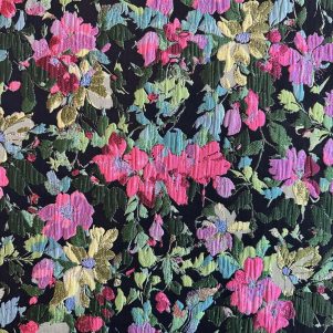 Fast Jacquard M/kulørte Blomster, sort Fast Jacquard M/kulørte Blomster, sort