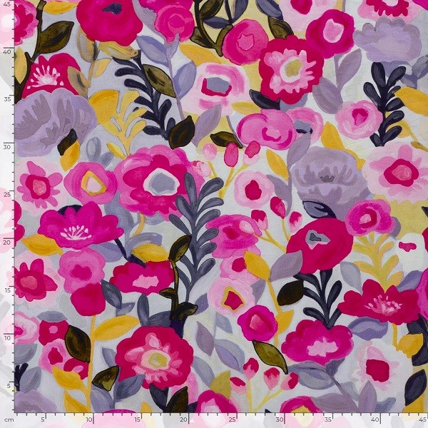 Fast viskoseblandning m/kulørte Blomster