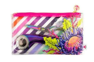 Projekt- og penalhus i vinyl m/striber & koraller (10"x5,5") - (Floral Reef) Projekt- og penalhus i vinyl m/striber & koraller (10"x5,5") - (Floral Reef)