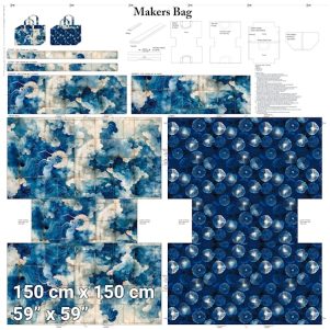 Panel t/Makers Bag m/mønstret denim print, Panel (150x150cm.) Panel t/Makers Bag m/mønstret denim print, Panel (150x150cm.)