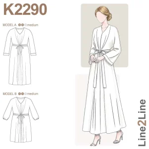 Line2Line K2290, kimono kjole m/bindebånd Line2Line K2290, kimono kjole m/bindebånd
