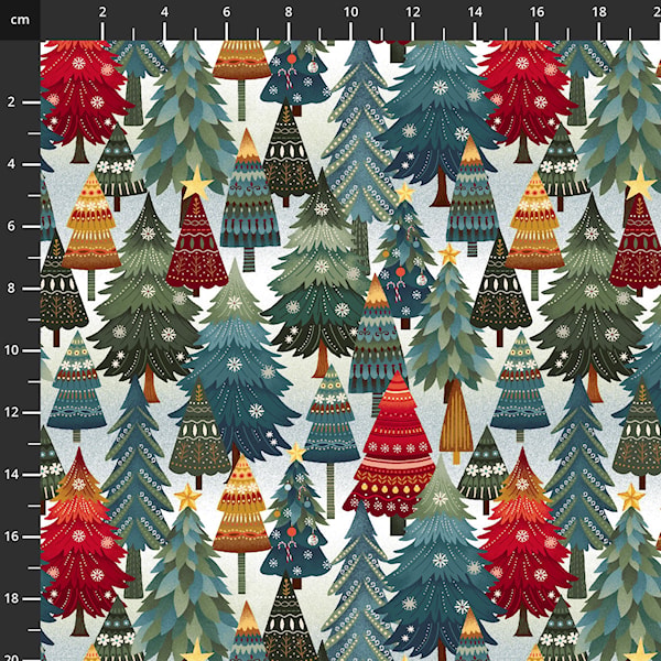 "Nordic Holiday Village, Ice blue trees" by Mary Jane