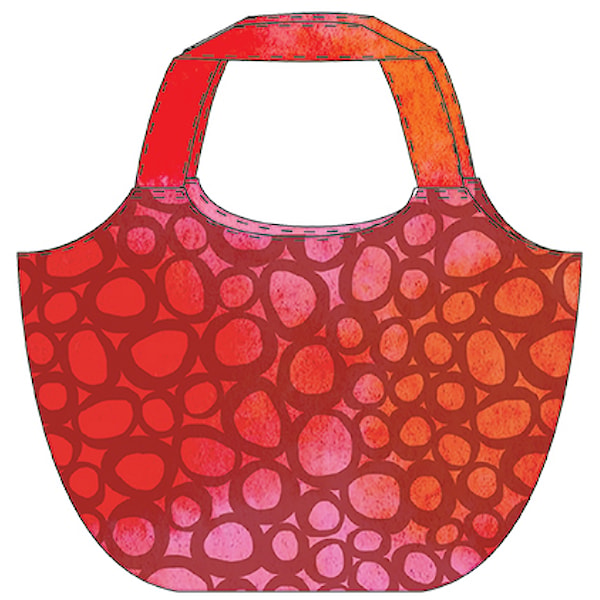 Panel t/Makers Bag big shopper m/Orange & rødt print, Panel (150x150cm.) Panel t/Makers Bag big shopper m/Orange & rødt print, Panel (150x150cm.)