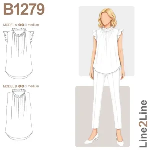 Line2Line B1279, Top m/elastik løbegang v/hals Line2Line B1279, Top m/elastik løbegang v/hals