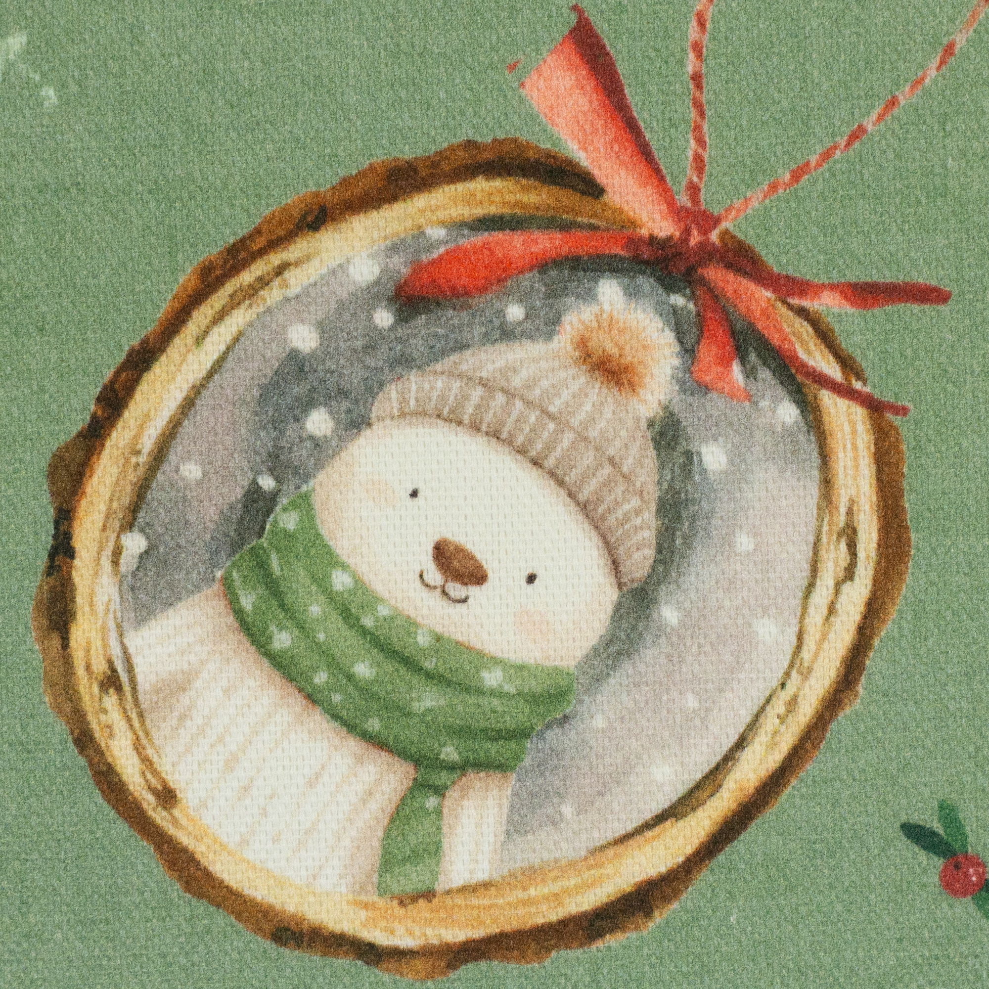 Fast Bomuld M/Julebilleder, Mørk sand, Santa Fast Bomuld M/Julebilleder, Mørk sand, Santa