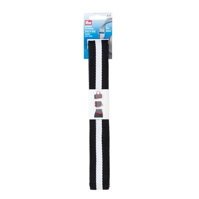 Prym Taskebånd, polyester, Sort/hvid (40mmx3m)