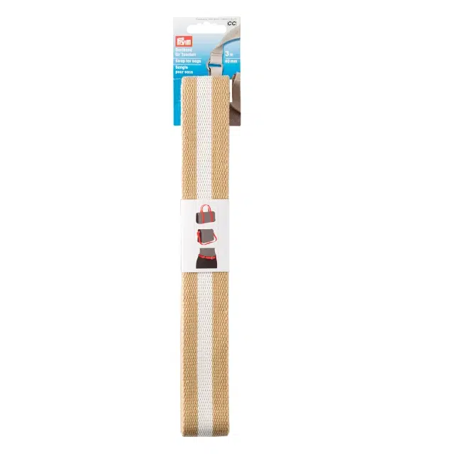 Prym Taskebånd, polyester, Beige/hvid (40mmx3m)