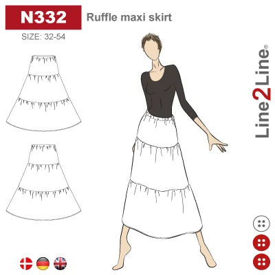 Line2Line Snitmønster N330, Klassisk nederdel med belægning